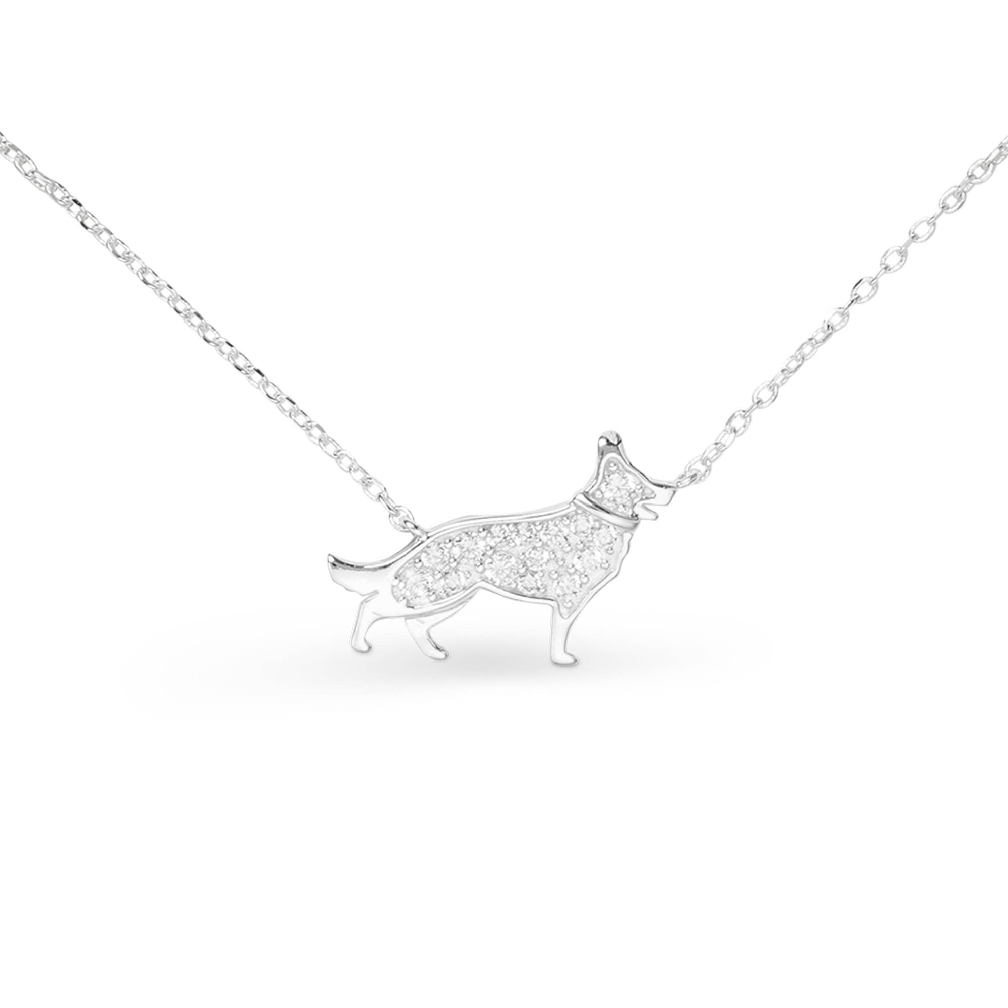 Silver CZ Pet Dog Necklace