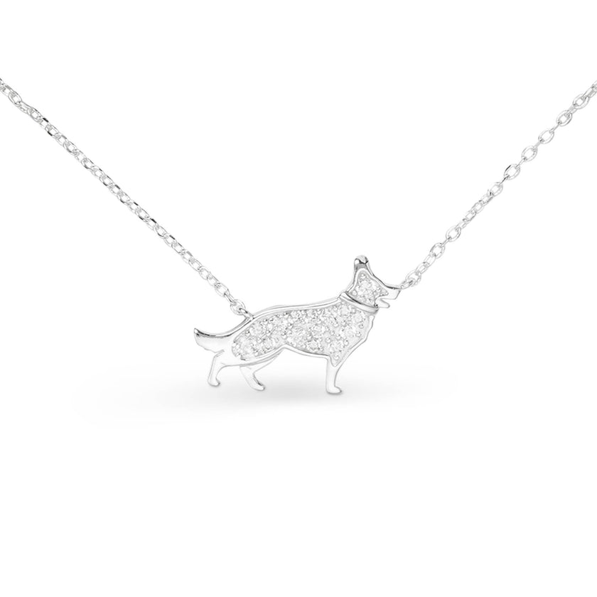 Silver CZ Pet Dog Necklace