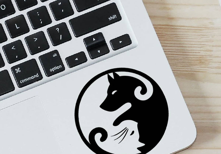 Yin Yang Dog & Cat Vinyl Sticker Black