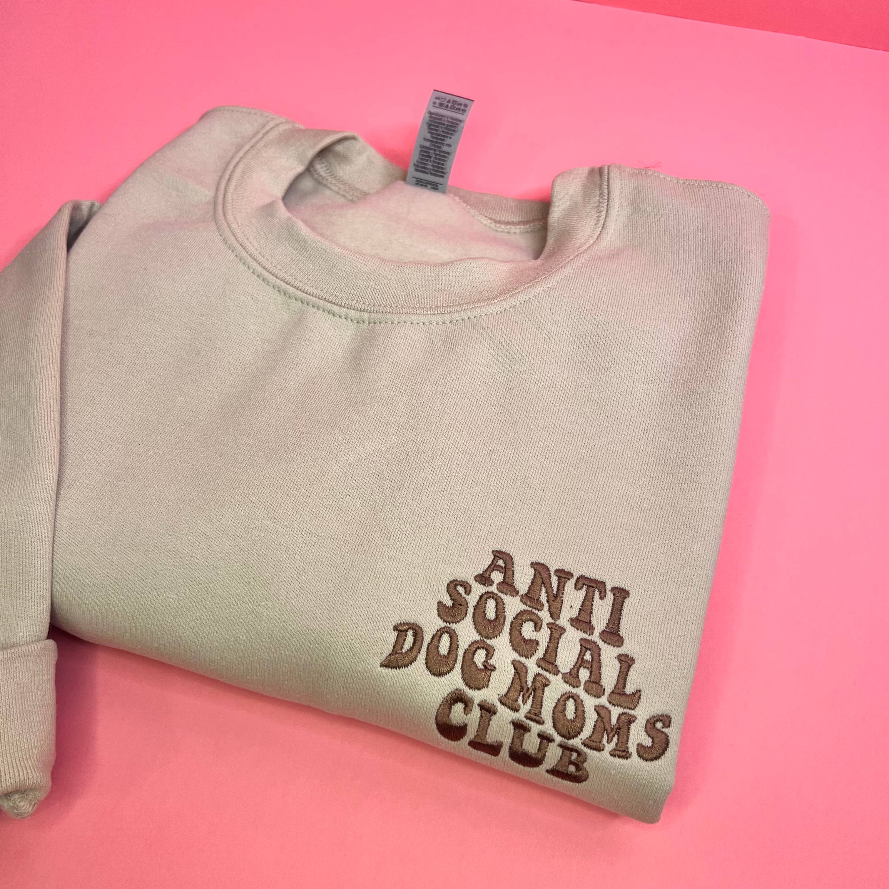 Anti Social Dog Moms Club Embroidered Sweater