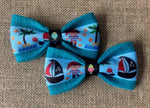 Pirates, Palm Trees & Pirate Ships on Teal Burlap
