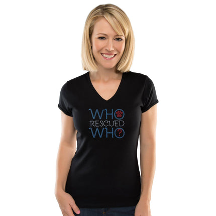Who Rescued Who?  Rhinestone T-Shirt
