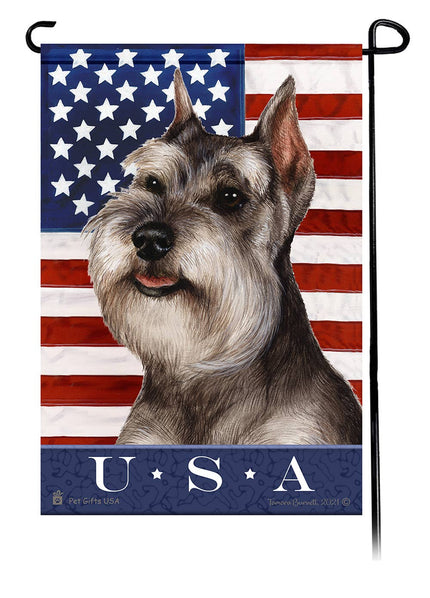 Schnauzer Grey Uncropped True Blue Garden Flag