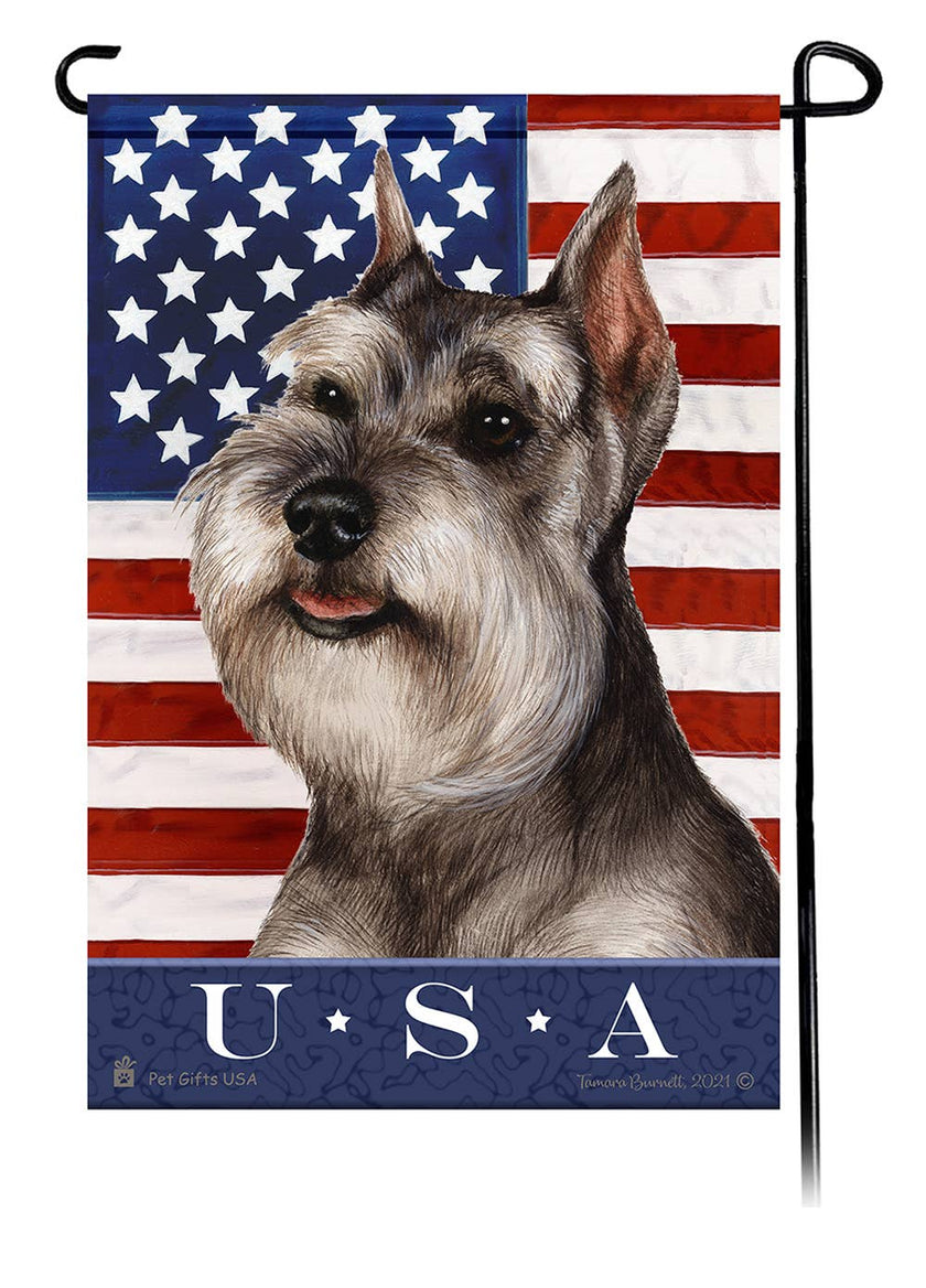 Schnauzer Grey Uncropped True Blue Garden Flag