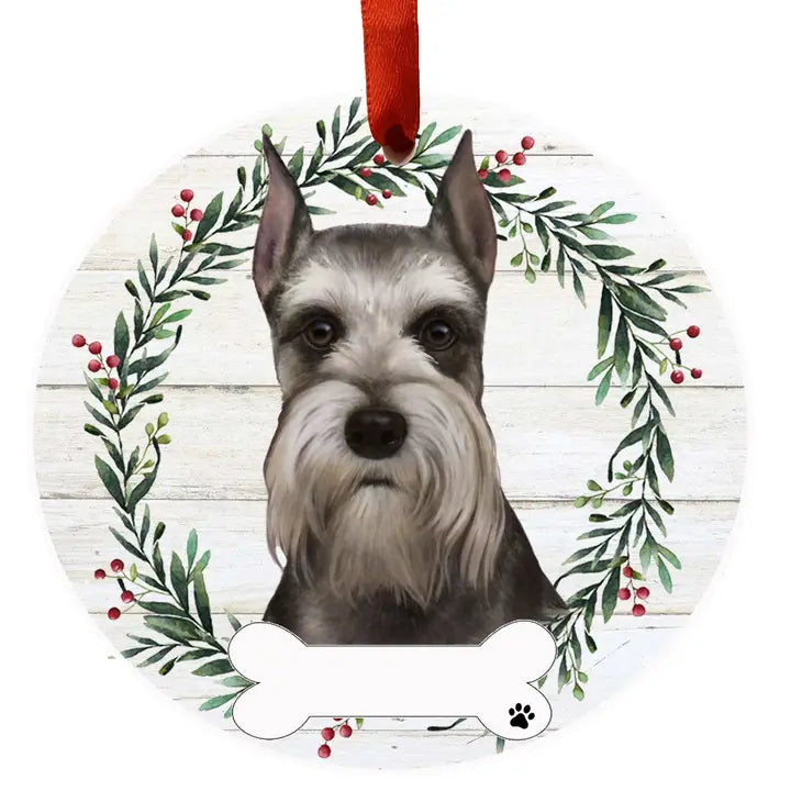 Schnauzer Ceramic Wreath Ornament