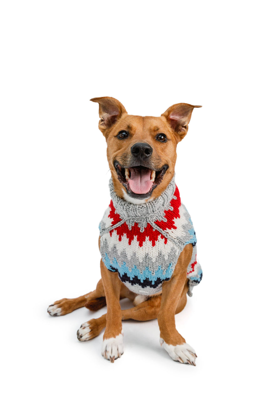 Grey Chevron Dog Wool Pet Sweater