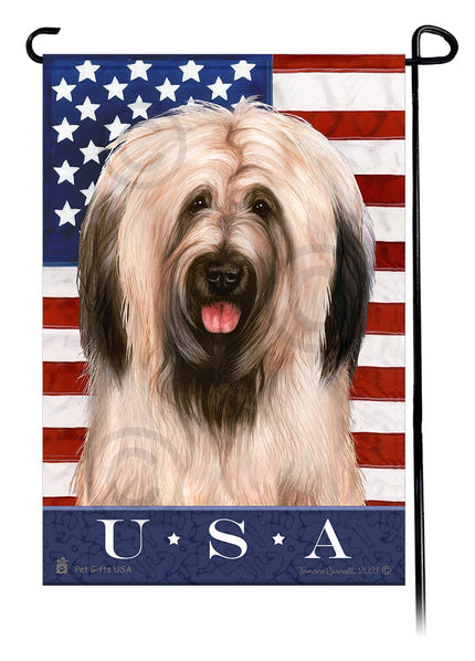 This Briard Light Fawn USA American Garden Flag is a testament to the beauty of your favorite breed and the American Flag