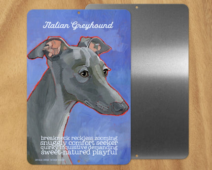 Italian Greyhound (Grey) -UD Metal Sign