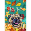 Pug, Fawn (Hello Fall) Large Flag