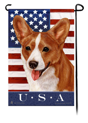 This Corgi Cardigan Red & White USA American Garden Flag is a testament to the beauty of your favorite breed and the American Flag.