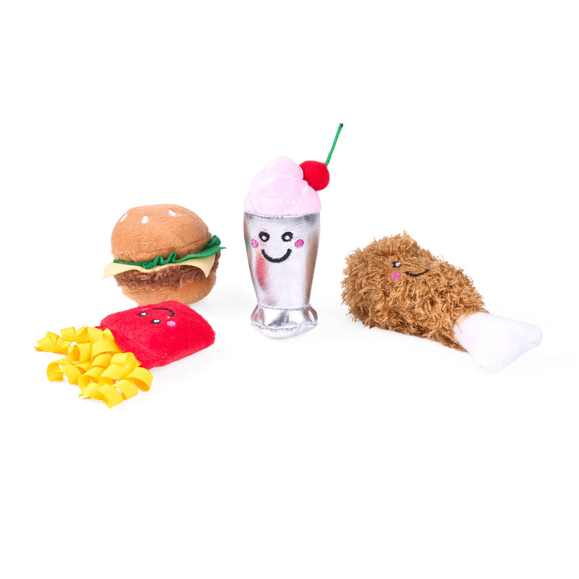 Cat Toy Fast Food ZippyClaws® NomNomz® 4-Pack Toy Set