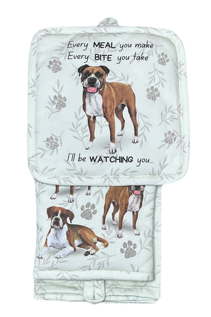 Boxer, oven mitt set