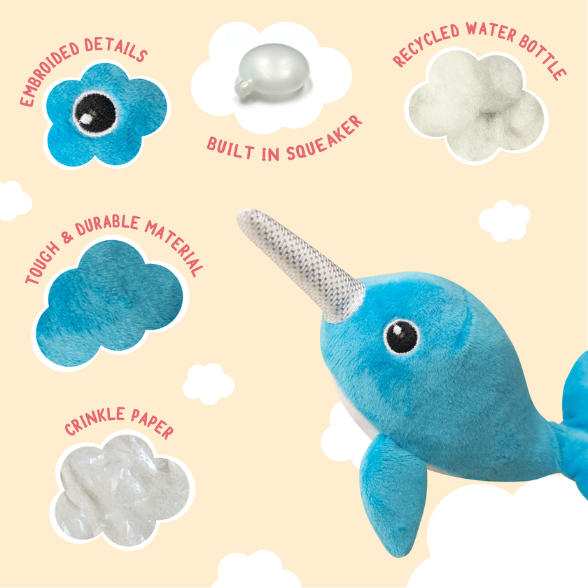 SnugArooz Baby Nikki the Narwhal Plush Dog Toy 5