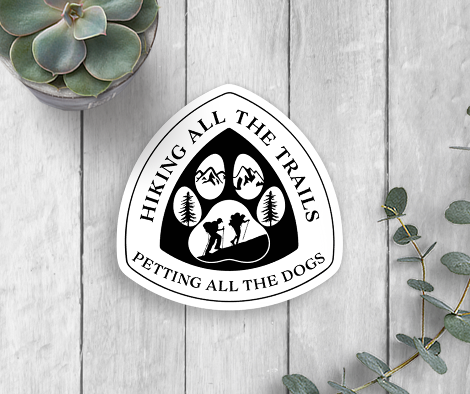 Hiking Trails Dogs Vinyl Sticker