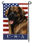 This Leonberger USA American Garden Flag is a testament to the beauty of your favorite breed and the American Flag. 