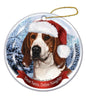 Coonhound Treeing Walker Santa Hat Dog Porcelain  Ornament