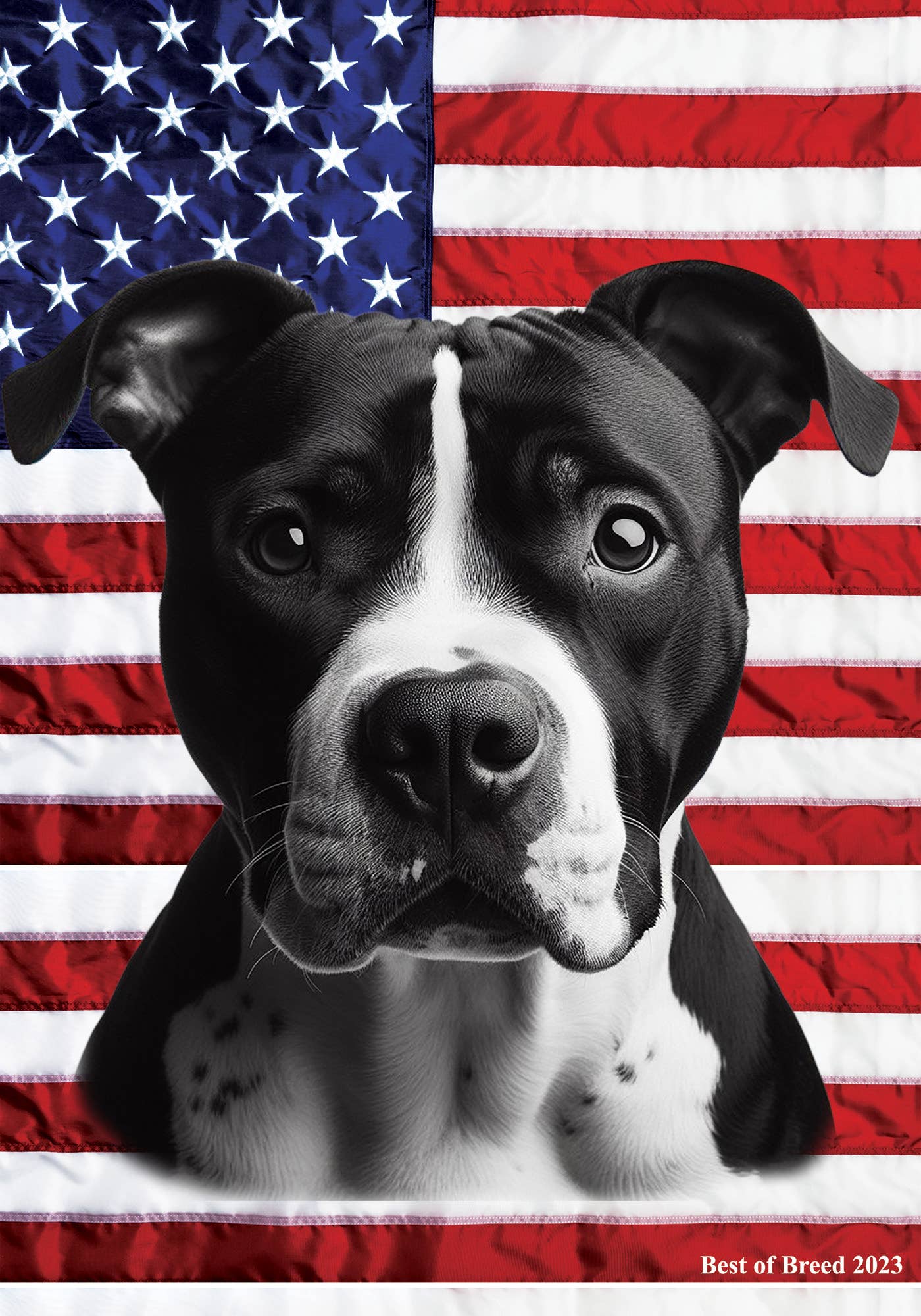 Pit Bull American Black/White Patriotic III Garden Flag