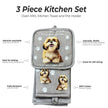 Shih Tzu Tan and White, oven mitt set