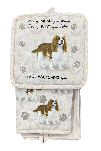 Cavalier King Charles, oven mitt set