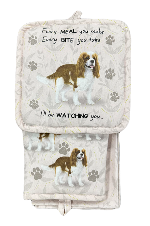 Cavalier King Charles, oven mitt set