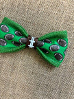 Brown Footballs on Green Burlap Velcro Collar Bow Tie for Cat and Dogs