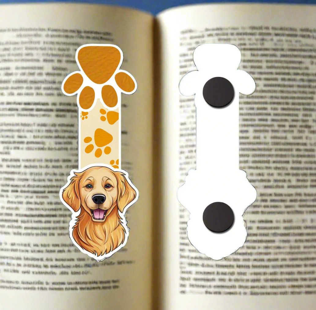 Golden Retriever Dog Reversible Magnetic Bookmark