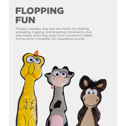 Outward Hound Floppyz Donkey Squeaky Dog Toy, Brown, Medium