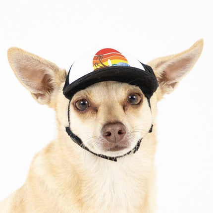 Trucker Hat for Dogs/Cats: Island Sunset Black/ XXS