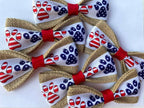 Patriotic Paw Print Velcro Collar Bow Tie for Cat and Dogs