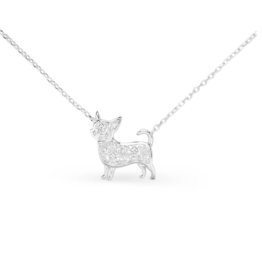 Silver CZ Pet Dog Necklace