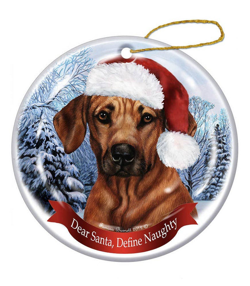 Rhodesian Ridgeback Santa Hat Dog Christmas Ornament