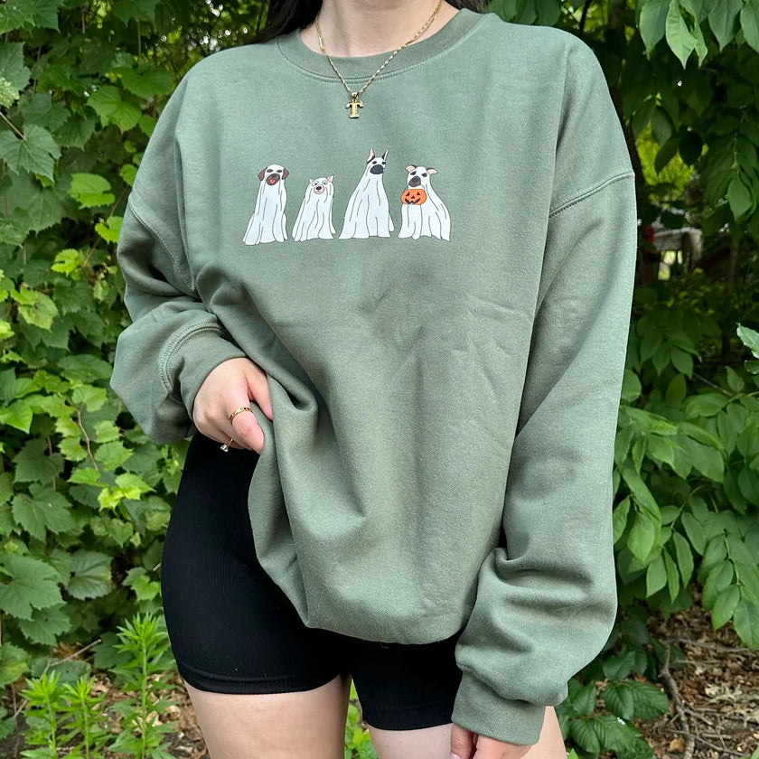 Halloween Ghost Dogs Puppies Fall Autumn Sweatshirt