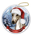 Greyhound (Fawn Brindle) Santa Hat Dog Porcelain  Ornament