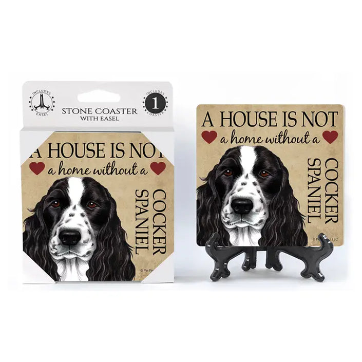 Cocker Spaniel (Black & White) - A House Is Not A Home Coaster