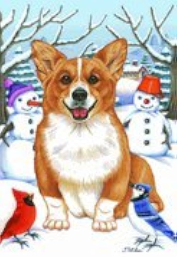 Corgi (Winter) Large Flag