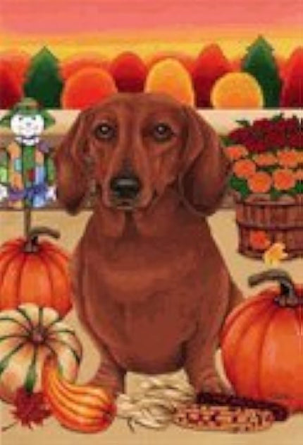 Dachshund (Pumpkins) Large Flag