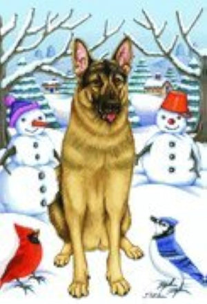 German Shepherd (Winter) Large Flag