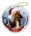 Afghan Santa Hat Dog Porcelain  Ornament