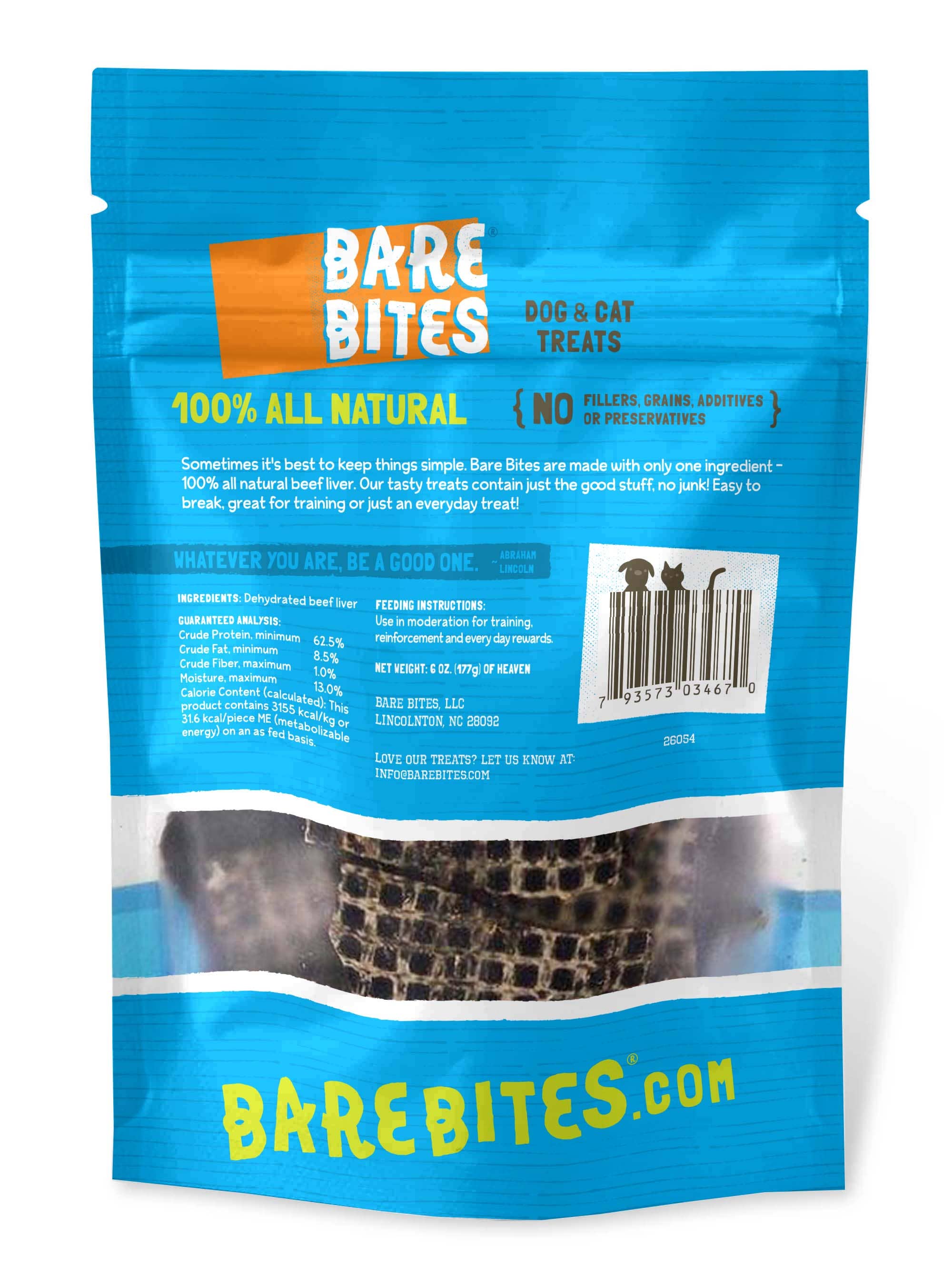 6 oz. Bare Bites Beef Liver Treats Stand Up Pouch - Item # 2