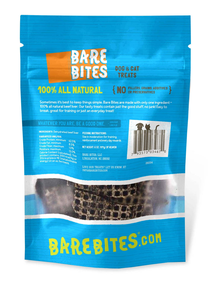 6 oz. Bare Bites Beef Liver Treats Stand Up Pouch