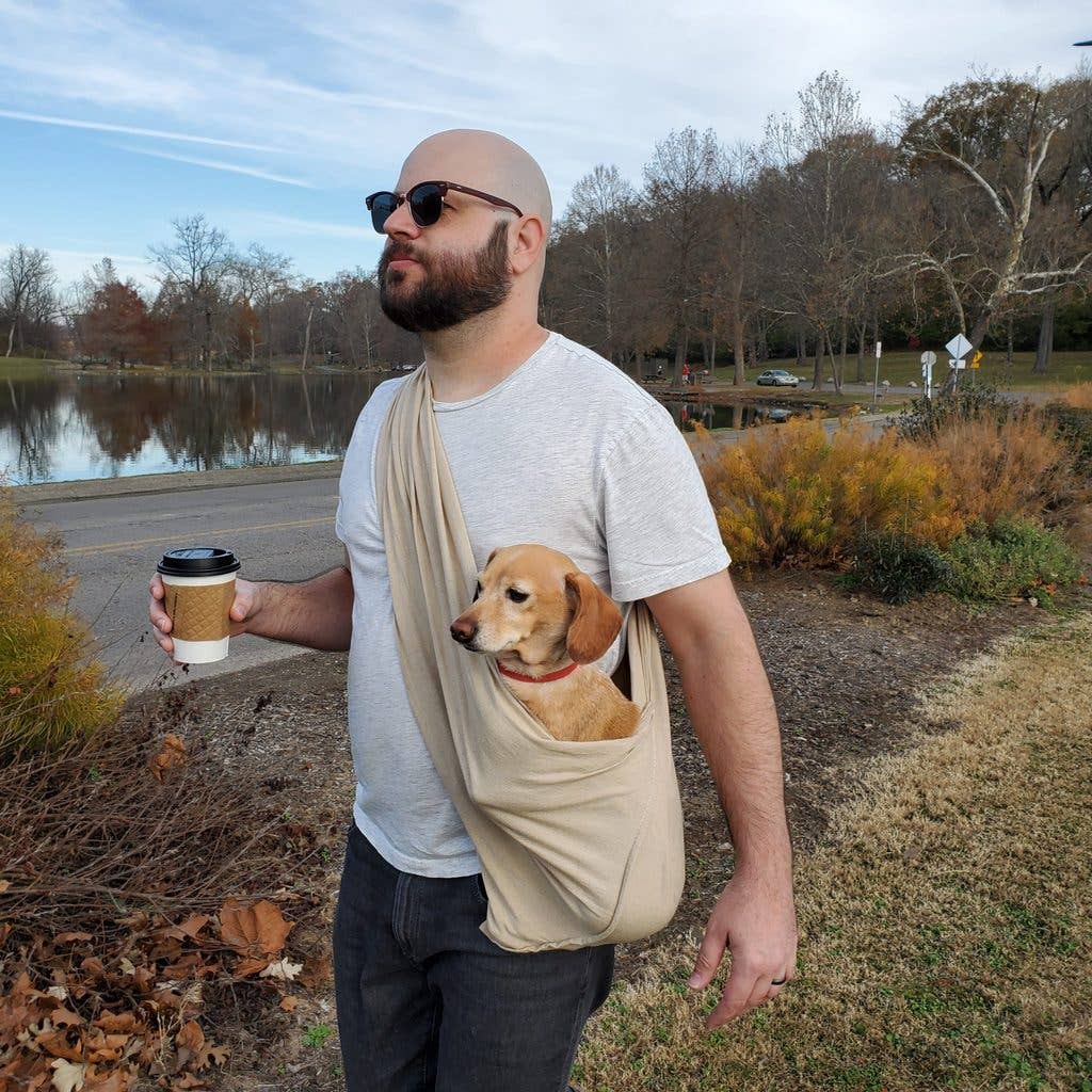 Dog Sling Linen Oatmeal Tan Design