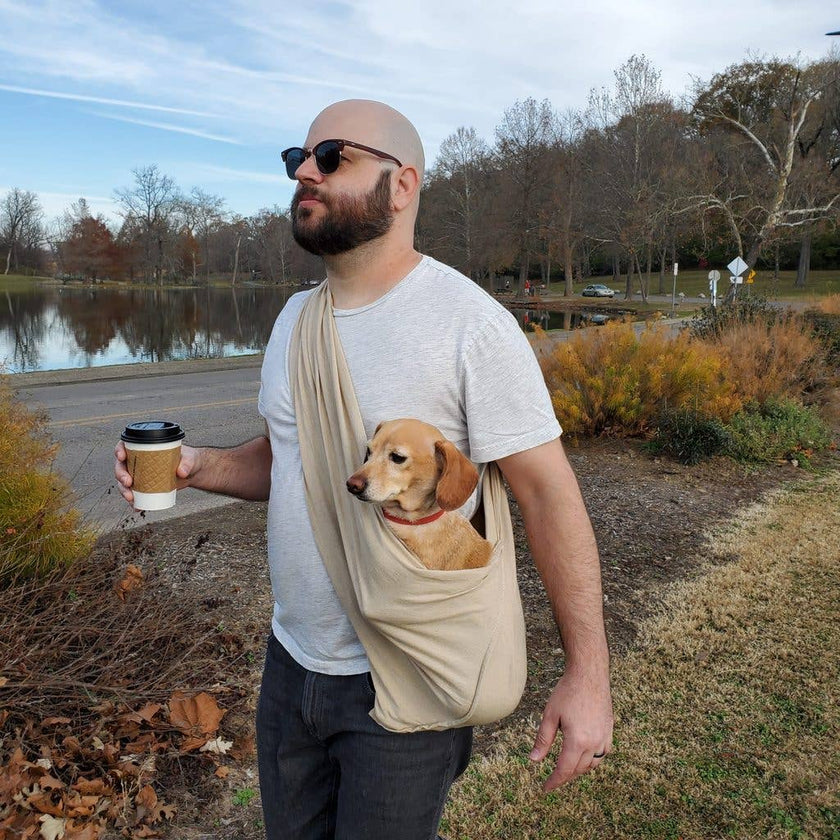 Dog Sling Linen Oatmeal Tan Design