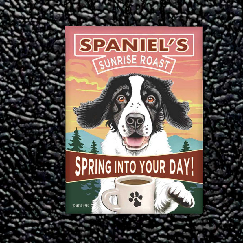 Springer Spaniel Design Black & White Fridge Magnet Set (4)