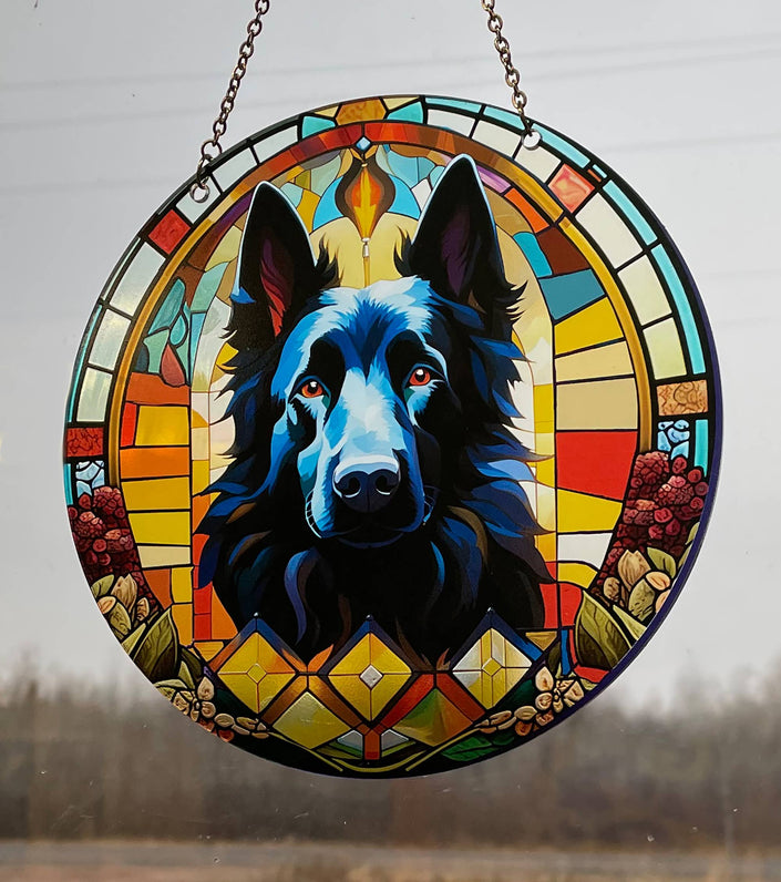 Belgian Sheep Dog Suncatcher with Chain