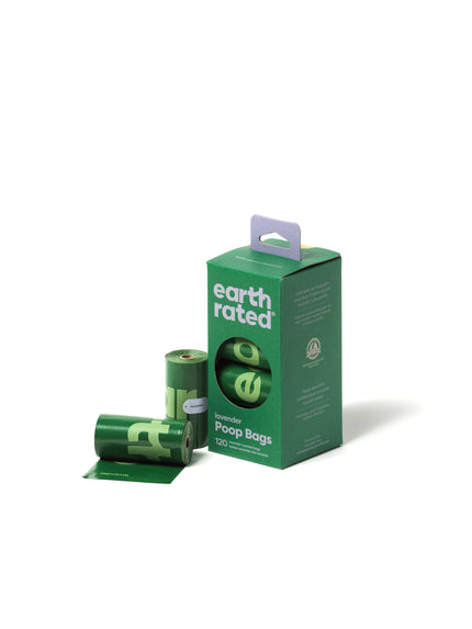 Earth Rated Lavender Poop Bags box 120ct on 8 Refill Rolls