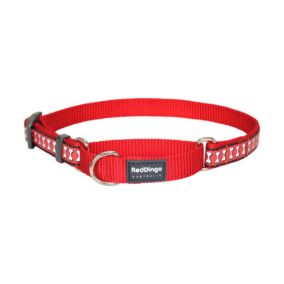 Martingale Dog Collar Reflective Bones Red