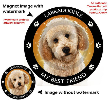 Labradoodle Yellow My Best Friend Circular Magnet