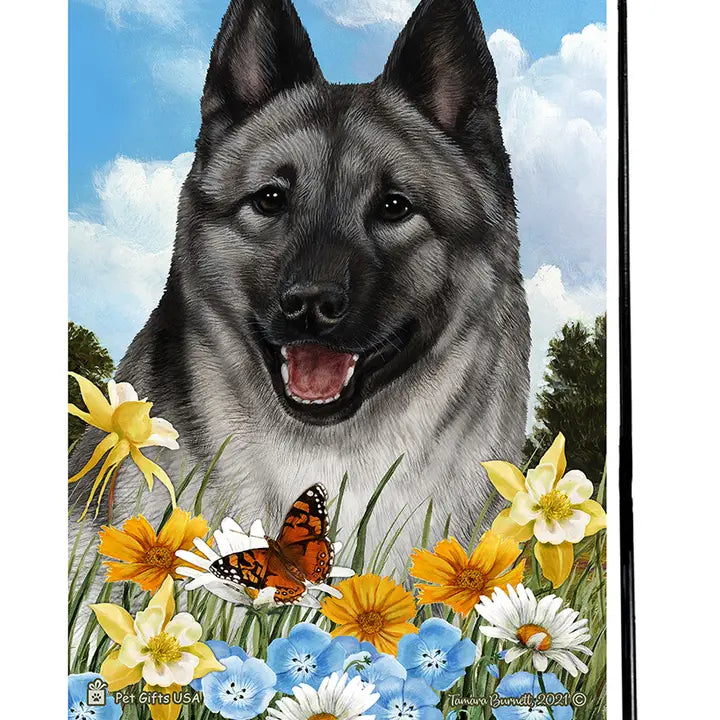 Norwegian Elkhound Summer Flowers Garden Flag