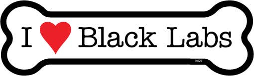 I (heart) Black Labs Bone Shaped Magnet