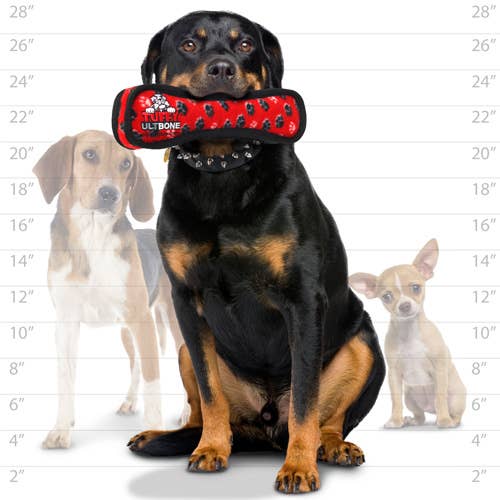 Tuffy Ultimate Bone - Red Paw, Durable, Squeaky Dog Toy